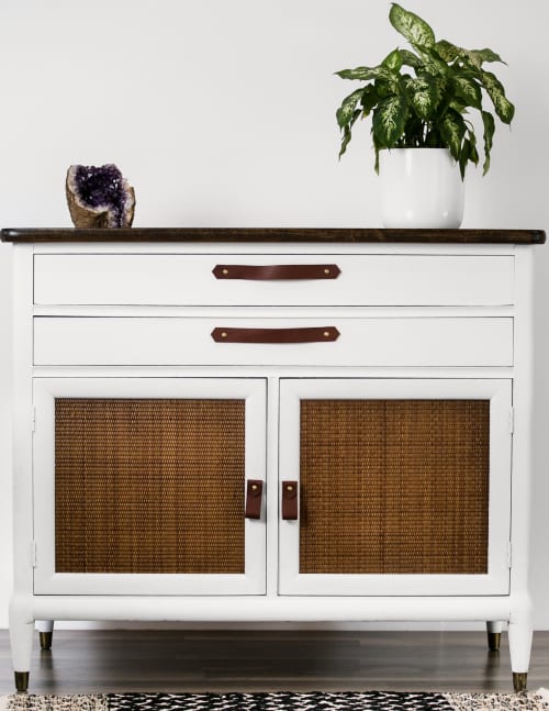 Walnut Leather Handle [V'ed End] | Pull in Hardware by Keyaiira | leather + fiber | Artist Studio in Santa Rosa. Item made of leather