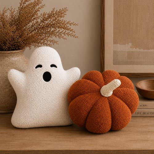 Sherpa Pumpkin & Ghost Pillow Set | Pillows by Busa Designs