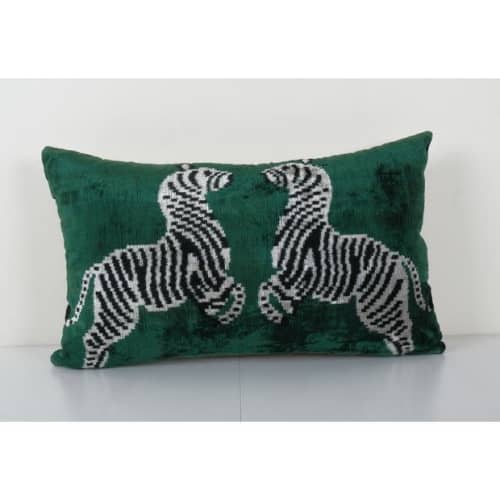 Velvet Ikat Zebra Cushion Cover, Silk Ikat Velvet Pillow Cas | Pillows by Vintage Pillows Store