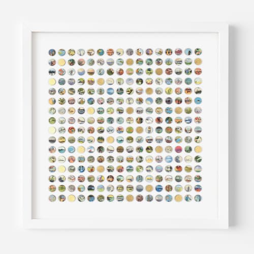 Two Hundred and Fifty Six Encyclopedia Dots Collage with Gold Leaf | Paintings by Amelia Coward