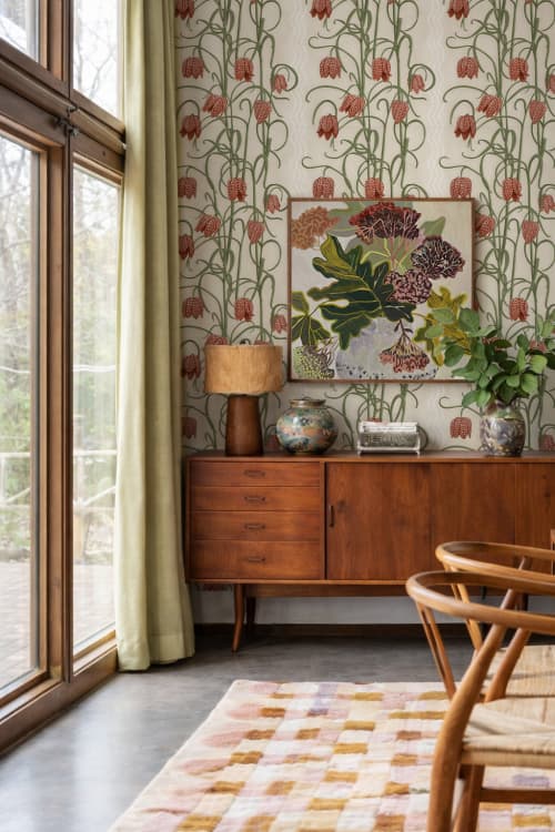Campanas Wallpaper, neutral and burnt orange by Samantha Santana ...