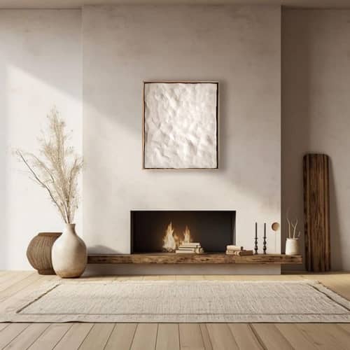 Textured Wall Art – Sculptural Painting in Wooden Frame, Modern Minimalist Home Decor, Unique Handmade Housewarming Gift | Wall Sculpture in Wall Hangings by Vaiva Art Atelier