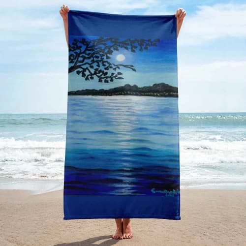 Towel - Nocturned - Tonalism Moonlit Night Scene | Work by Eman's Gallery