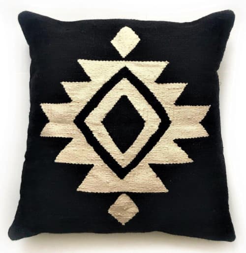 Black Bella Handwoven Cotton Decorative Throw Pillow Cover | Cushion in Pillows by Mumo Toronto. Item made of cotton works with boho & country & farmhouse style
