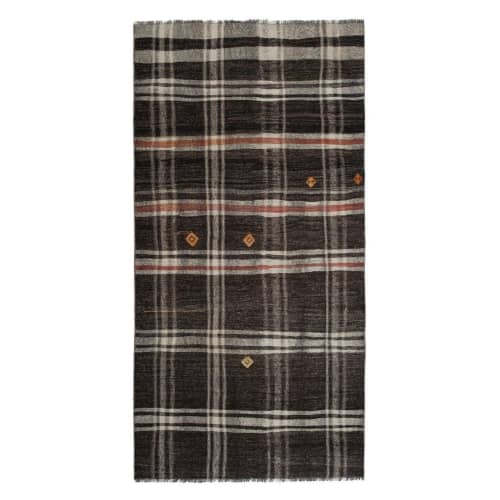 1970s Vintage Turkish Striped Goat Hair Kilim Rug | Area Rug in Rugs by Vintage Pillows Store. Item composed of wool