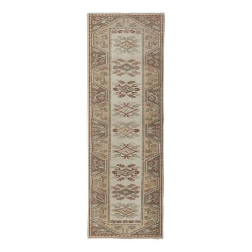 1970s Vıntage Turkish Oushak Handmade Wool Runner Rug | Rugs by Vintage Pillows Store. Item made of cotton & fiber