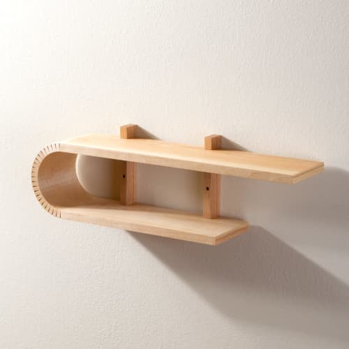 Handmade Bent Wood Wall Shelf: Mid Century Modern Floating Bookshelf | Shelving in Storage by Spacecraft Furnishing