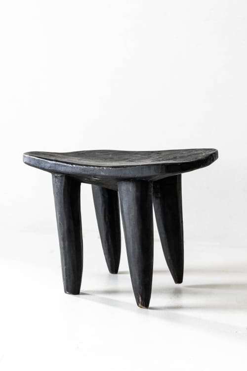 District Loom Large Black African Senufo Stool | Side Table in Tables by District Loom