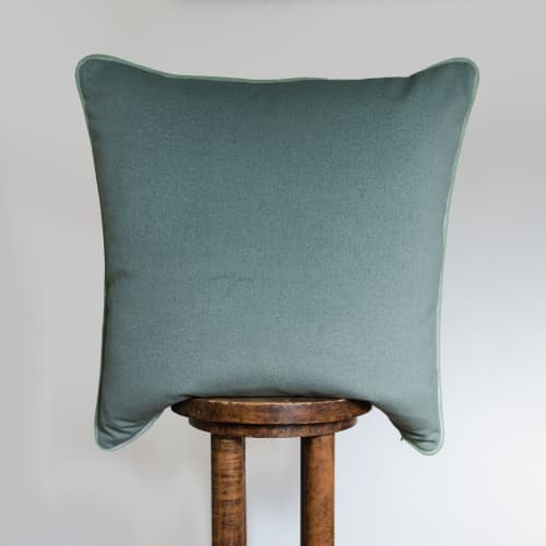 Pistachio Green with Light Green Velvet Welt Pillow 24x24 | Pillows by Vantage Design