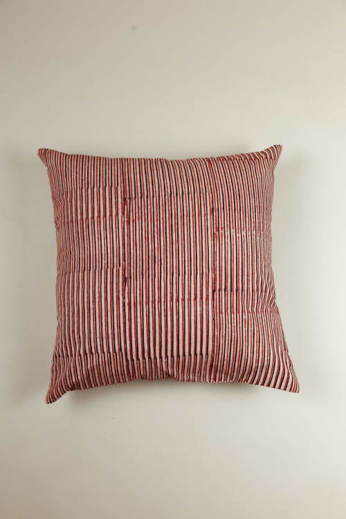 Rustic Stripes Block Print Pillow | Pillows by Ninéh