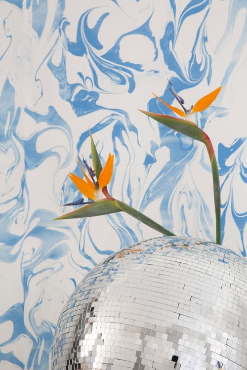 Wild Side Carolina Blue Wallpaper | Wall Treatments by Stevie Howell. Item made of paper