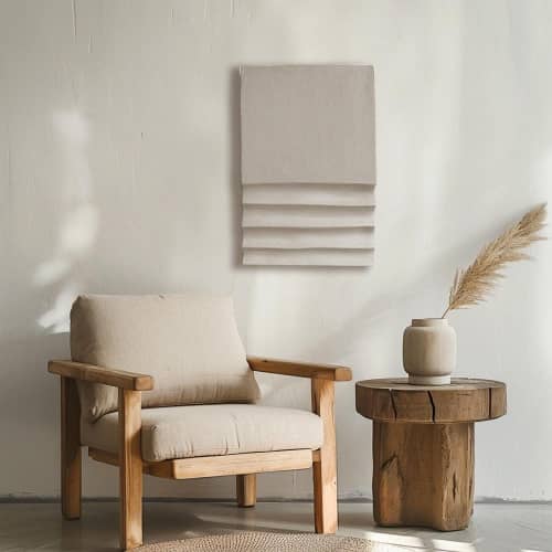 Textured Plaster Wall Art – Beige Monochrome Sculpture, Symmetric Relief | Wall Sculpture in Wall Hangings by Vaiva Art Atelier