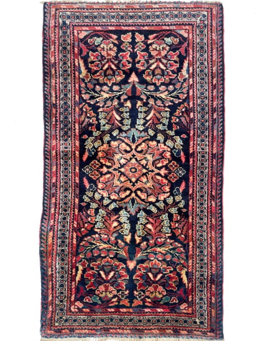 VELVET-SOFT Lamb Wool Vintage Sarouk | Botanical Beauty | Area Rug in Rugs by The Loom House. Item made of cotton with fiber