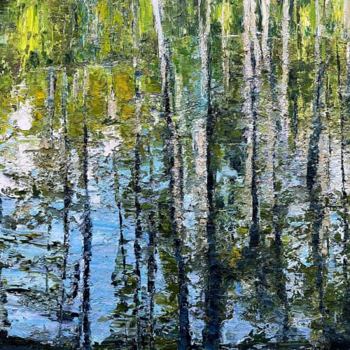 Golden Superbloom | Oil And Acrylic Painting in Paintings by Checa Art. Item composed of wood and synthetic