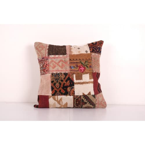 Unique Wool Patchwork Kilim Pillow, Tribal Couch Pillow, Squ | Cushion in Pillows by Vintage Pillows Store
