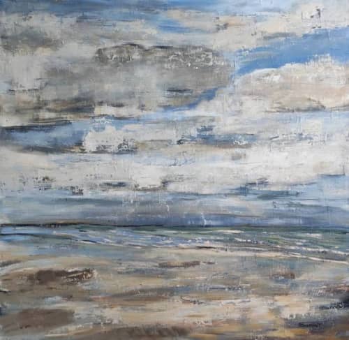 Ciel Gris En Normandie / Gray Sky In Normandy | Oil And Acrylic Painting in Paintings by Sophie DUMONT.. Item composed of canvas in contemporary or japandi style