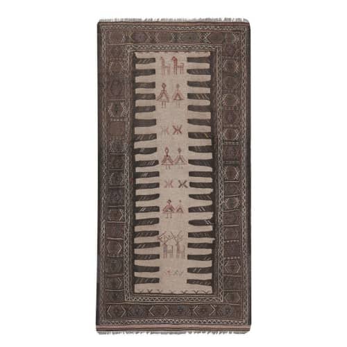 Vintage Turkish Animal Pictorial Sumac Rug 3'3'' x 5'11'' | Area Rug in Rugs by Vintage Pillows Store. Item composed of fiber