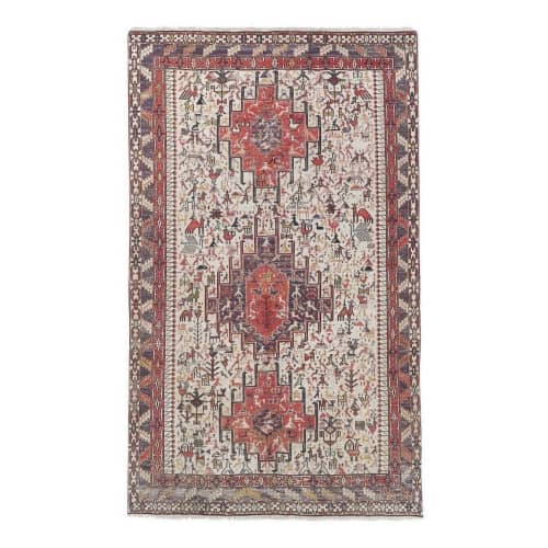 Vintage Animal Soumac Kilim Rug 4' X 6'3'' | Area Rug in Rugs by Vintage Pillows Store. Item made of cotton with fiber