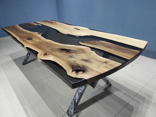 Custom Order Smoke Epoxy Dining Table, Walnut Resin Table | Tables by LuxuryEpoxyFurniture. Item made of wood with synthetic