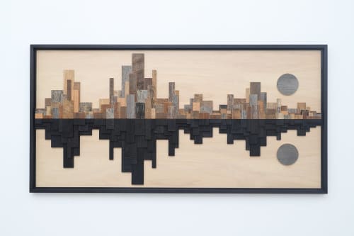 City Reflection, Reclaimed wood Skyline 72"x36" | Wall Sculpture in Wall Hangings by Craig Forget. Item made of wood works with mid century modern & contemporary style