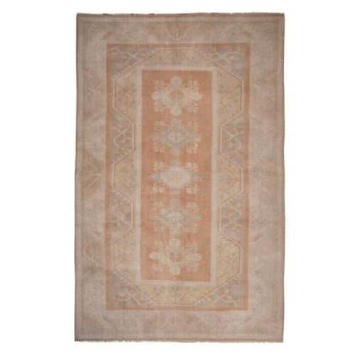 Vintage Turkish Milas Oushak Handknotted Rug 6'8" X 10'4" | Area Rug in Rugs by Vintage Pillows Store. Item composed of cotton and fiber