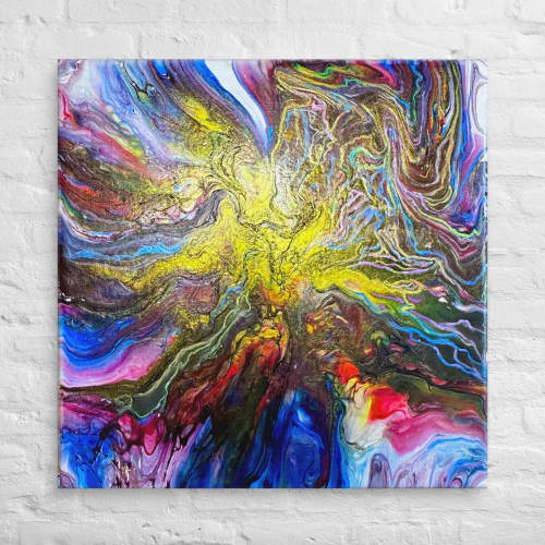 Canvas Print - In The Beginning - Cosmic Gold Explosion | Work by Eman's Gallery