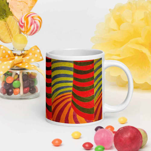 Coffee Mug - No Brake Zone - Op Art Geometric Motion | Work by Eman's Gallery