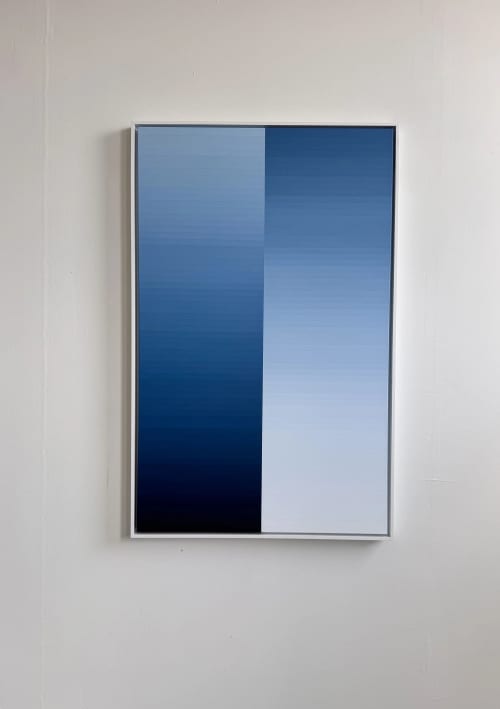 (why are you) swimming against the stream | Oil And Acrylic Painting in Paintings by Ashley Ravidas. Item composed of canvas compatible with minimalism and mid century modern style
