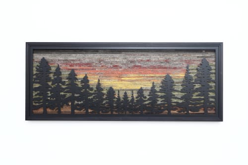 Sunset Valley Forest | Wall Sculpture in Wall Hangings by Craig Forget. Item made of wood with metal works with mid century modern & contemporary style