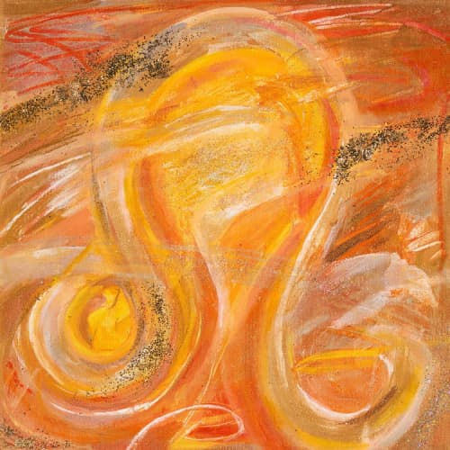 Leo | Oil And Acrylic Painting in Paintings by Eugenie Diserio. Item composed of canvas in mid century modern or contemporary style