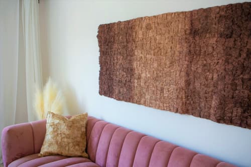Plant Dyed Wild Silk - Color Field - Natural Rosy Brown | Tapestry in Wall Hangings by Tanana Madagascar. Item made of wool with fiber