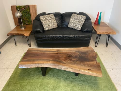 Live Edge Black Walnut Coffee Table with Steel Tube Legs | Tables by Carlberg Design. Item made of walnut & steel compatible with minimalism and country & farmhouse style
