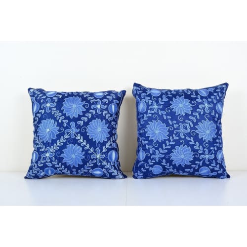 Suzani Pillow Cases Fashioned from a Vintage Suzani, Pair Si | Cushion in Pillows by Vintage Pillows Store