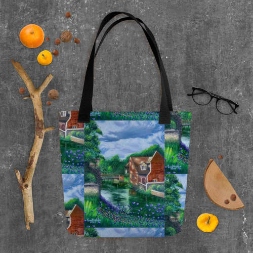 Tote Bag - River Melody - Impressionist Landscape Art | Work by Eman's Gallery