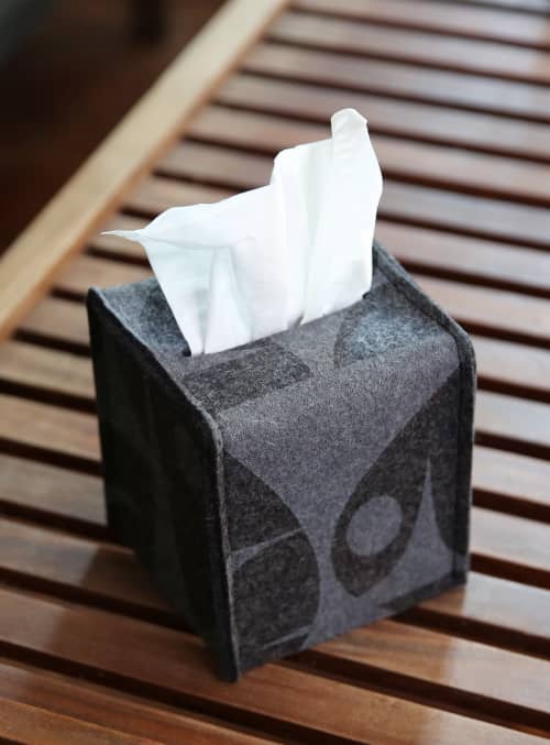 Tissue Box Cover GeoJazz Charcoal | Decorative Box in Decorative Objects by Lorraine Tuson