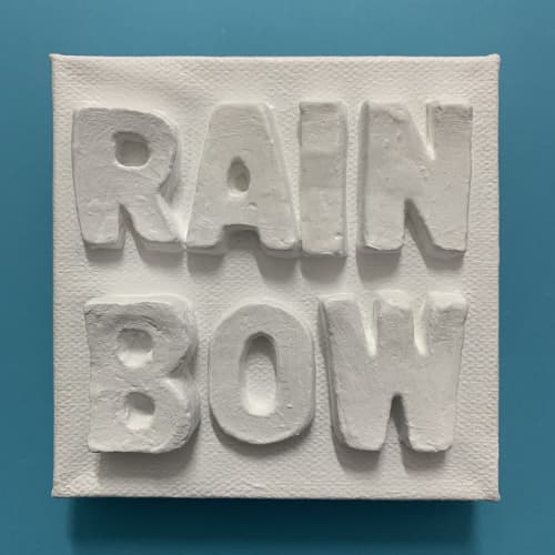 Rainbow 4" x 4" | Mixed Media in Paintings by Emeline Tate. Item composed of canvas and synthetic