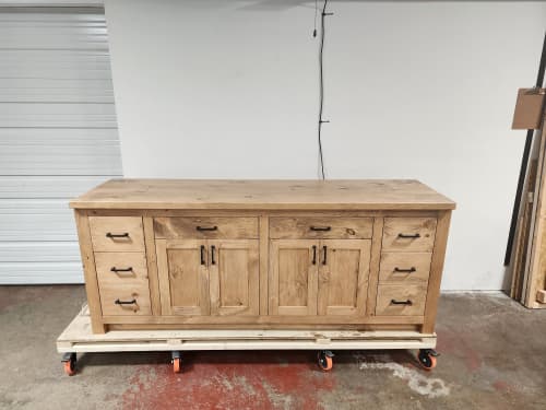 Model 1095 - Custom Double Sink Vanity | Countertop in Furniture by Limitless Woodworking. Item composed of maple wood in mid century modern or contemporary style