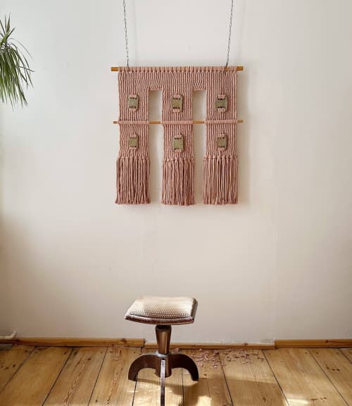 Horizon | Macrame Wall Hanging in Wall Hangings by Dörte Bundt. Item composed of birch wood and cotton in mid century modern or eclectic & maximalism style