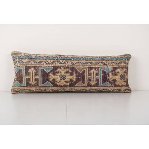 Vintage Muted Carpet Rug Bedding Pillow, Faded Ethnic Turkis | Cushion in Pillows by Vintage Pillows Store