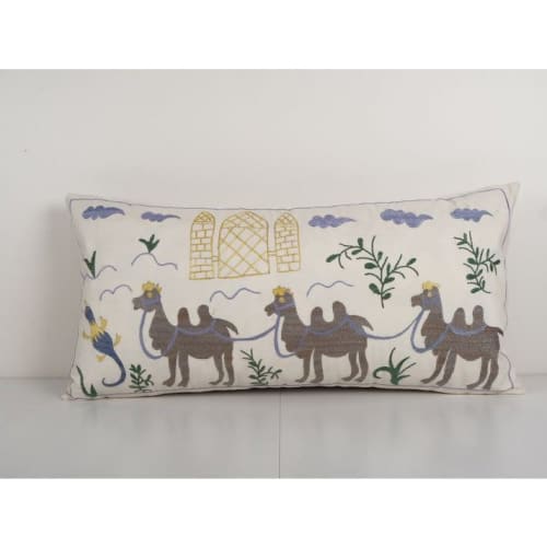 Uzbek Traditional Pastel Suzani Pillow Case, Decorative Came | Cushion in Pillows by Vintage Pillows Store
