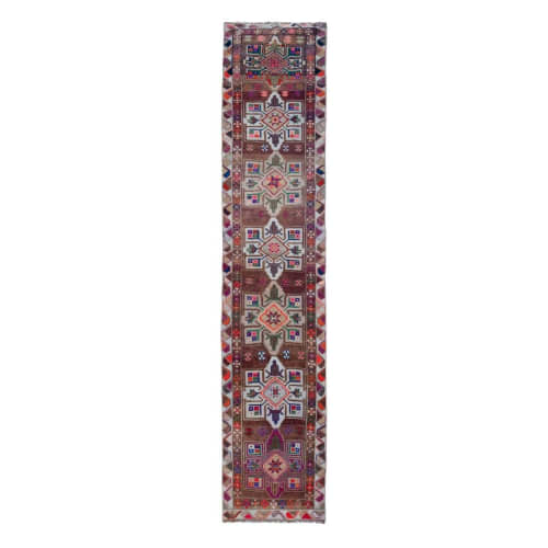 1950s Vintage Kurdish Wool Herki Runner 2'9'' X 12'7'' | Runner Rug in Rugs by Vintage Pillows Store. Item composed of cotton