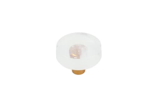 Glassia Wispy White Circle Knob | Hardware by Windborne Studios. Item composed of brass and glass