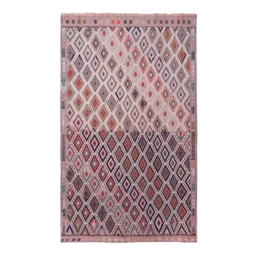 Vintage Natural Pink Jajim Turkish Wool Kilim Rug | Area Rug in Rugs by Vintage Pillows Store. Item made of fiber