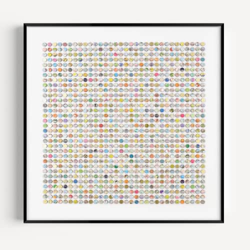 One Thousand And Twenty Four Map Dots Collage With Gold Leaf | Paintings by Amelia Coward