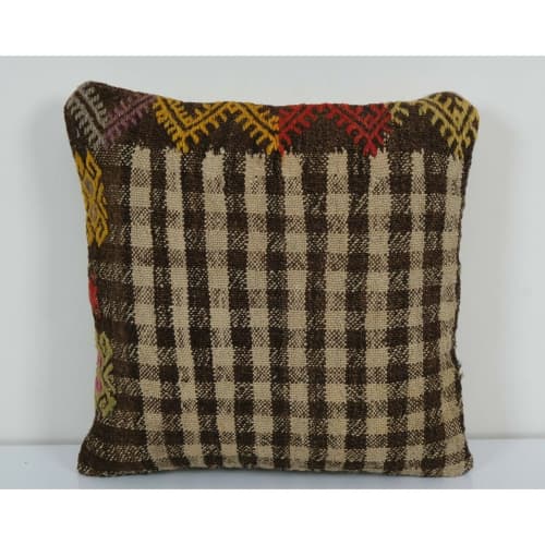 16" x 16" Striped Kilim Pillow Cover | Sham in Linens & Bedding by Vintage Pillows Store. Item composed of cotton and fiber
