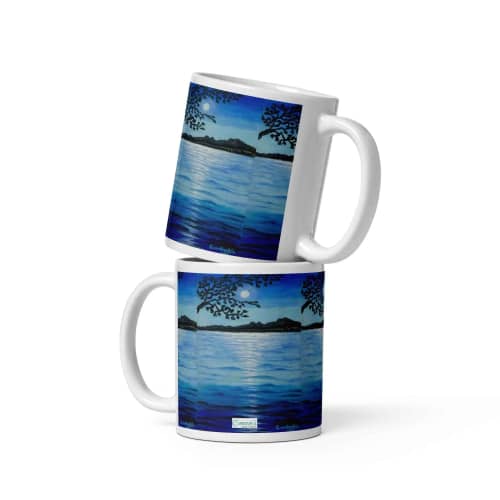 Coffee Mug - Nocturned - Tonalism Moonlit Night Scene | Work by Eman's Gallery