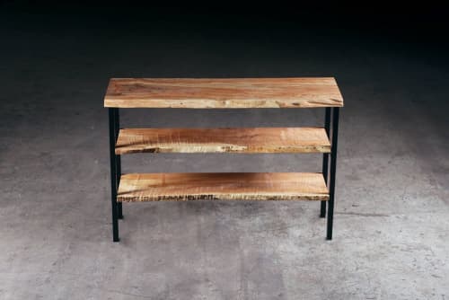 Live Edge Maple Shelving | Storage by Urban Lumber Co.. Item made of maple wood with metal