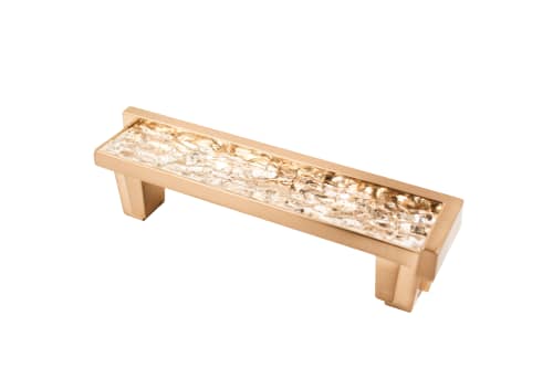 Astratto Ripple 4" CC Pull With Brushed Brass Finish | Hardware by Windborne Studios. Item made of brass & glass