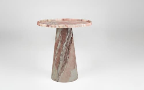 Pink marble round coffee table | Water Fixtures by AYMARBLEDESIGN LLC