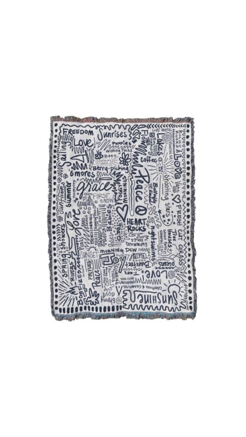 Gratitude Grafitti (custom) | Tapestry in Wall Hangings by Neon Dunes by Lily Keller. Item composed of cotton